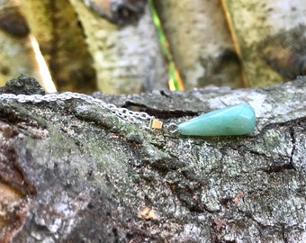 Aventurine Drop Necklace Silver Gemstone Necklace