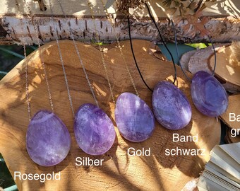 Amethyst Necklace Silver Gold Rose Gold Band Crystal Necklace Gemstone Necklace