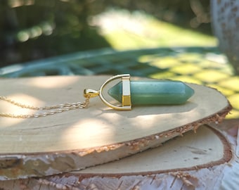 Gemstone Aventurine Necklace Gold Aventurine Pin Gold Necklace