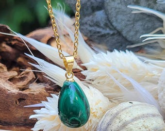 Malachite drop necklace gold gemstone necklace