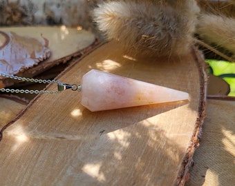 Cherry Blossom Agate Flower Agate Sakura Flower Cherry Pendulum Necklace Silver