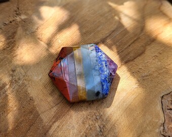 Chakra Fairy Stone Hexagon 7 Chakras Gemstone Talisman Amethyst Jasper Sodalite Tiger Eye Aventurine Jade Lapis Lazuli