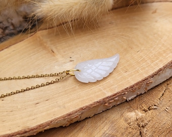 Wing Jade Necklace Gemstone Necklace White Jade Gold