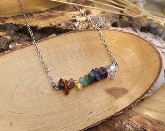 Chakra Necklace Jasper Agate Citrine Aventurine Lapis Lazuli Amethyst Rock Crystal Chips Silver Gemstones Gemstone Necklace 7 Chakras