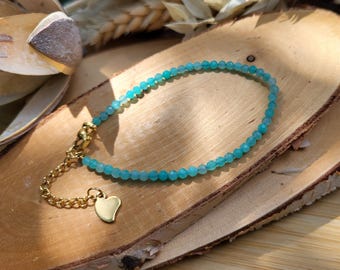 Amazonite Bracelet 3 mm Peruvian Amazonite Gold Gemstone Bracelet