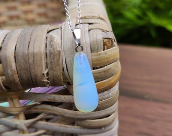 Moonstone Drop Necklace, Silver Gemstone Necklace