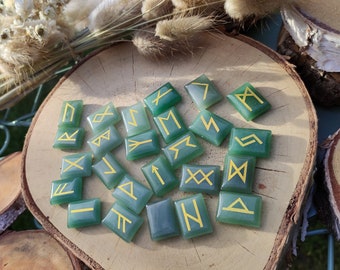 Rune Stones Set Aventurine Gold Runestones Oracle