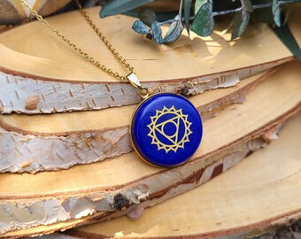 Vishuddha Chakra Necklace Lapis Lazuli Throat Chakra Gemstone Necklace Gold Chakras