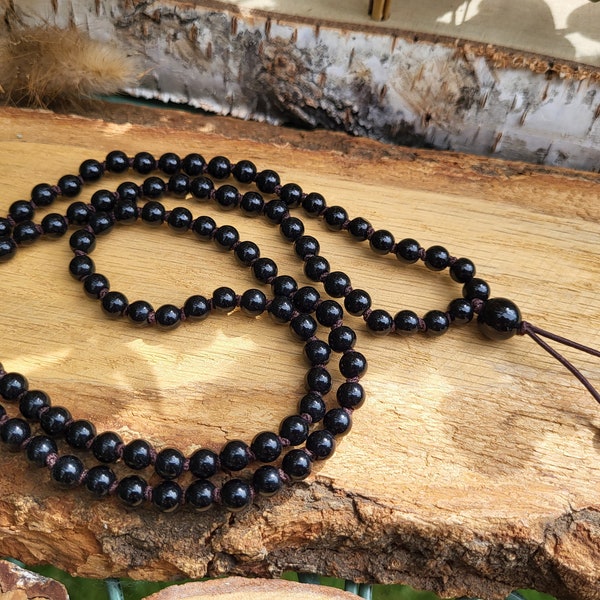 Onyx Mala ketting 108 kralen geknoopt 6 mm kralen Onyx geknoopte Mala gebedskralen