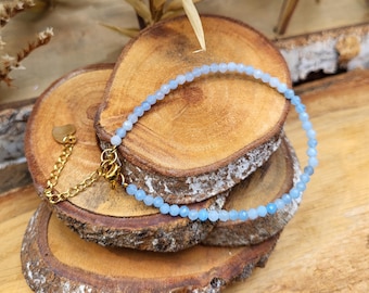 Aquamarine bracelet 3 mm gold gemstone bracelet