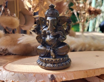 Ganesha Figure Brown Gray Lord Ganesha Statue Luck Wealth Prosperity