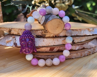 Buddha Bracelet Morganite Jade Unique 8 mm Pearl Gemstone Bracelet
