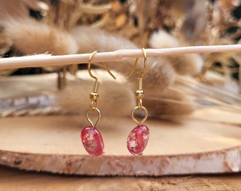 Quartz Earrings Red Quartz Gold Earrings Gemstone Earrings
