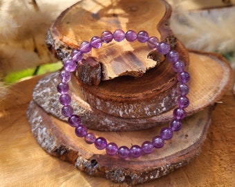 Amethyst Bracelet 6 mm Pearl Gemstone Bracelet