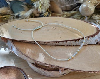 Rock crystal bracelet, 3 mm beads, gold gemstone bracelet