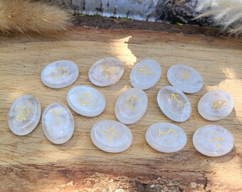 Witch Rune Stones Set Rock Crystal Gold Rune Stones Oracle Stones Witch Runes Witch Runes