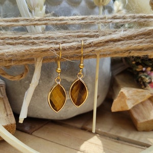 Earrings Tiger Eye Earrings Gold Gemstone Earrings