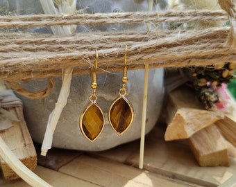 Earrings Tiger Eye Earrings Gold Gemstone Earrings