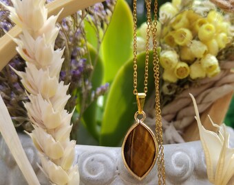 Tiger Eye Necklace Gold Gemstone Jewelry Gemstone Necklace