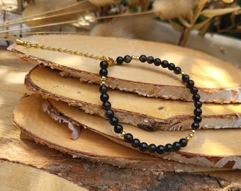 Tourmaline Bracelet 4 mm Gold Gemstone Bracelet