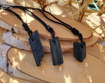 Tourmaline necklace Schörl raw gemstone necklace band black crystal necklace gemstone jewelry