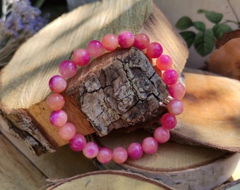 Jade bracelet 8 mm beads pink gemstone bracelet Lacooni