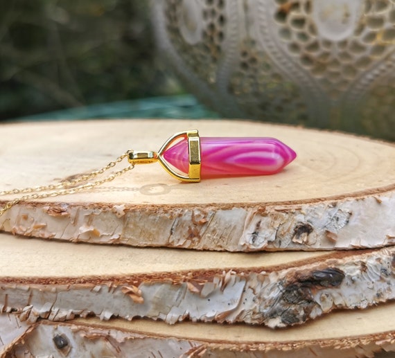Collier En Argent Sterling Avec Pendentif Agate Rose - Marque ButterflyBIJOUX - Neuf Sans Emballage