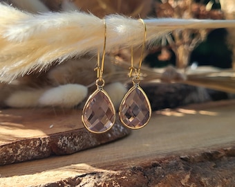 Jade Drop Earrings, Gold Drop Gemstone Earrings