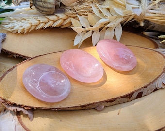 Rose quartz gemstone worry stone hand flatterer