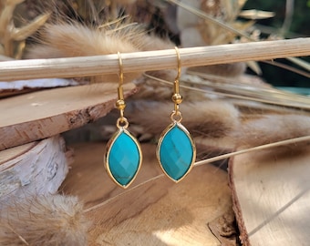 Earrings Turquoise Earrings Gold Gemstone Earrings