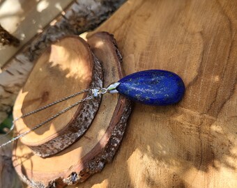 Lapis lazuli drop necklace silver gemstone necklace gemstone