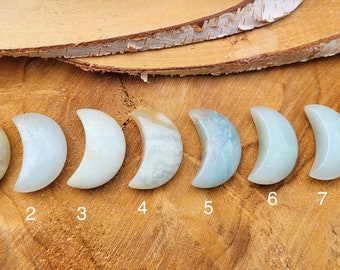 Amazonite Moon Gemstone Talisman Moon Carving