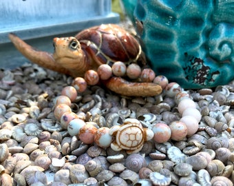 Turtle bracelet jasper jade 8 mm beads
