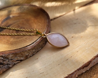 Rose Quartz Necklace Gold Gemstone Necklace Gold Plated