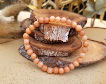 Jade apricot bracelet 6 mm beads faceted gemstone bracelet