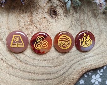 4 Elements Stones Set Carnelian Gemstones Water Air Earth Fire