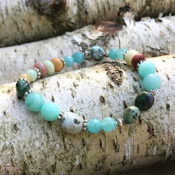 Bracelet Yoga Bracelet Mala Larimar Turquoise Amazonite Jade 6mm 8mm Perles