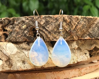 Moonstone Drop Earrings, Silver Gemstone Earrings