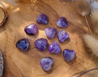 Amethyst heart gemstone palm stone small amethyst heart