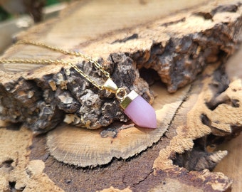 Opal Necklace Pink Opal Gold Pen Tip Gemstone Necklace