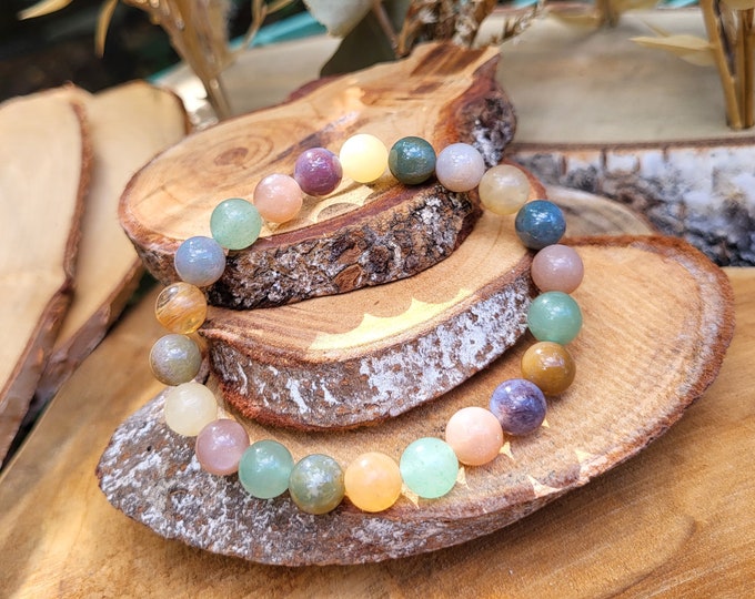 Featured listing image: Agate Aventurine Jade Citrine Sunstone Bracelet 8 mm