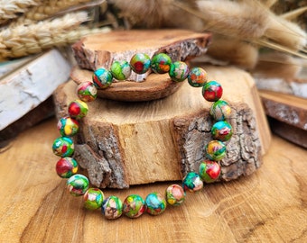 Jasper Bracelet Rainbow Imperial Jasper Mindfulness 8 mm Beads