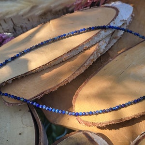 Lapis lazuli choker necklace short necklace gold delicate chain filigree crystal pearl choker