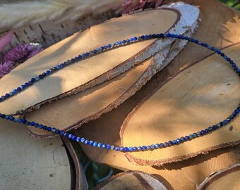 Lapis lazuli choker necklace short necklace gold delicate chain filigree crystal pearl choker