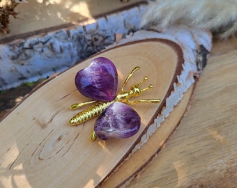 Amethyst Butterfly Gold Carving Butterfly Palm Stone Gemstone
