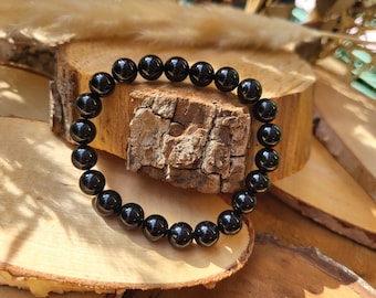 Tourmaline Bracelet 8 mm Beads Black Gemstone Bracelet