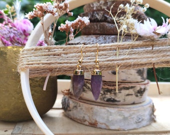 Earrings Amethyst Earrings Gold Gemstone Earrings