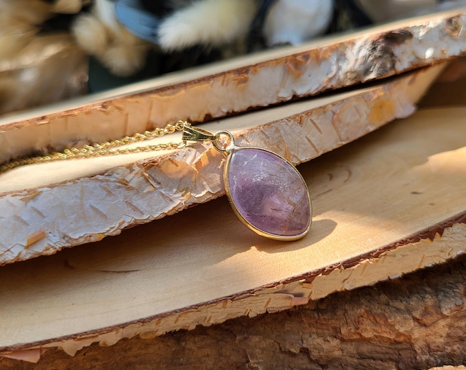 Featured listing image: Amethyst drop necklace gold amethyst gemstone necklace unique
