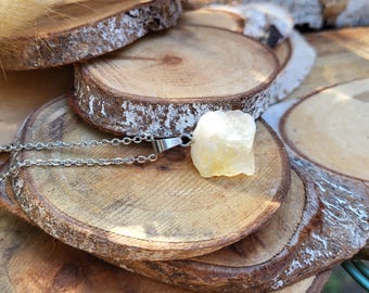 Citrine Necklace Raw Stone Silver Raw Citrine Gemstone Necklace