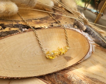 Citrine Necklace Gold Citrine Chips Gemstones Gemstone Necklace Gemstone
